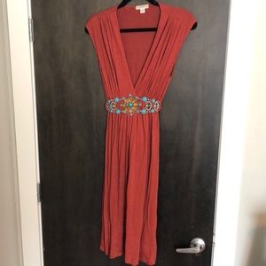 Burnt Orange midi length dress